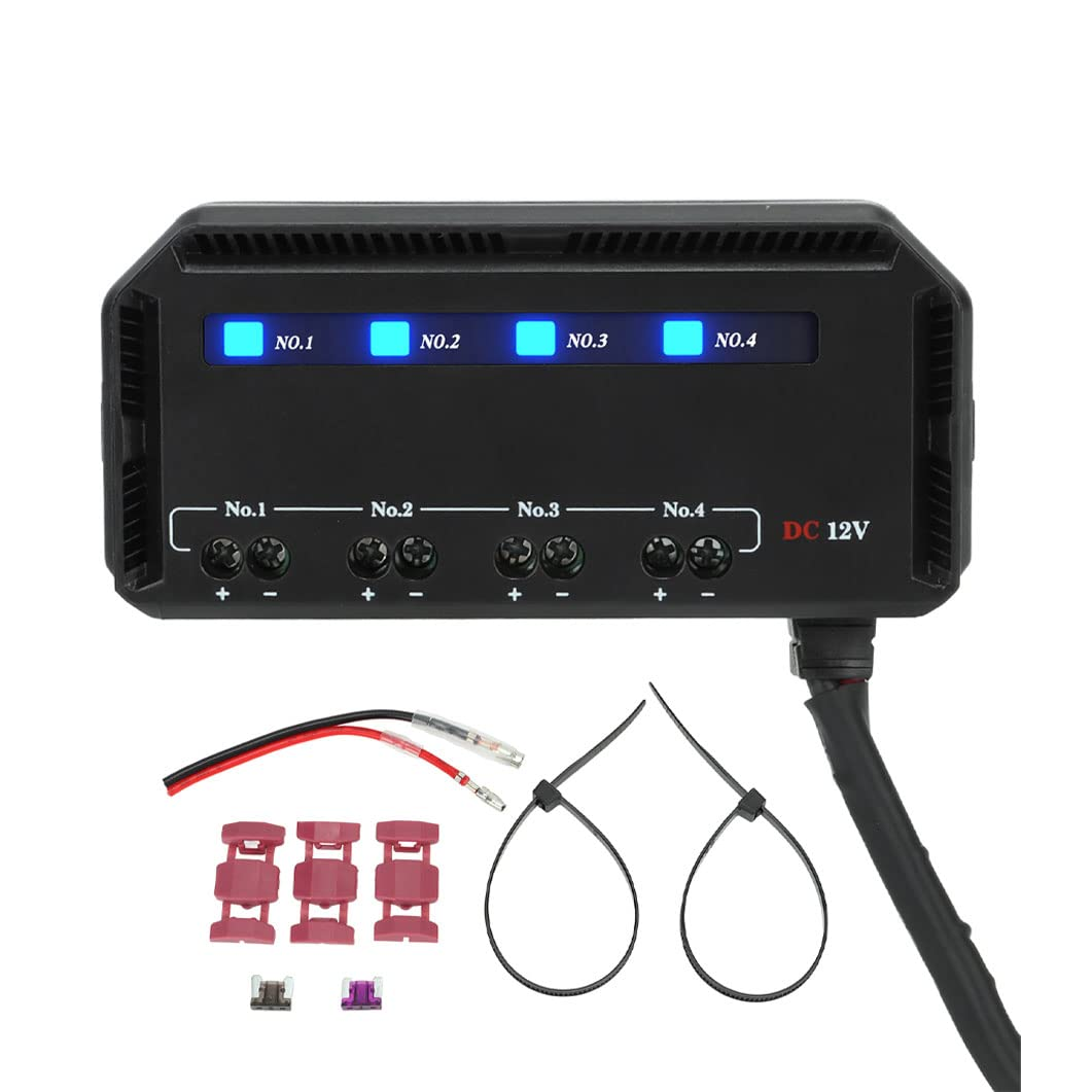 Gugxiom 4 Way Fuse and Relay Box Quick Wiring 12V 20A with LED Indicator for Motorcycl