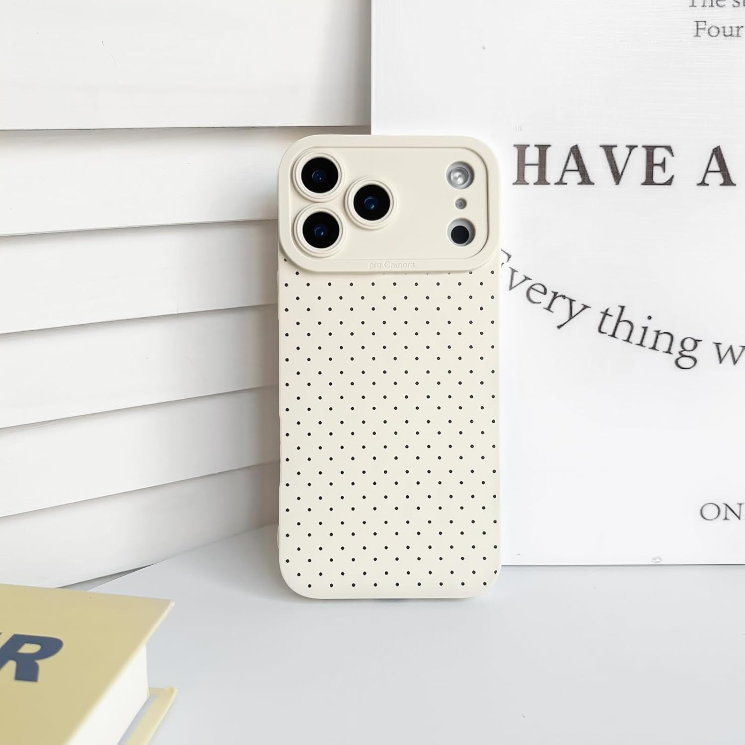 NITITOP Compatible with Iphone 17 Pro Case Cute Little Polka Dot Aesthetic Pattern for Women Girls Men Stylish Full Camera Soft Silicone Shockproof More Protection Cover - White image number 5