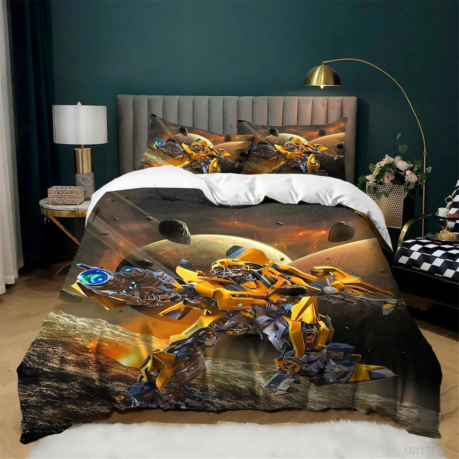 Transformers Duvet Cover Set Optimus Prime Soft Breathable Comforter Set 3Pcs Luxury Soft All Season Bedding Set for Bedroom Decor image number 5