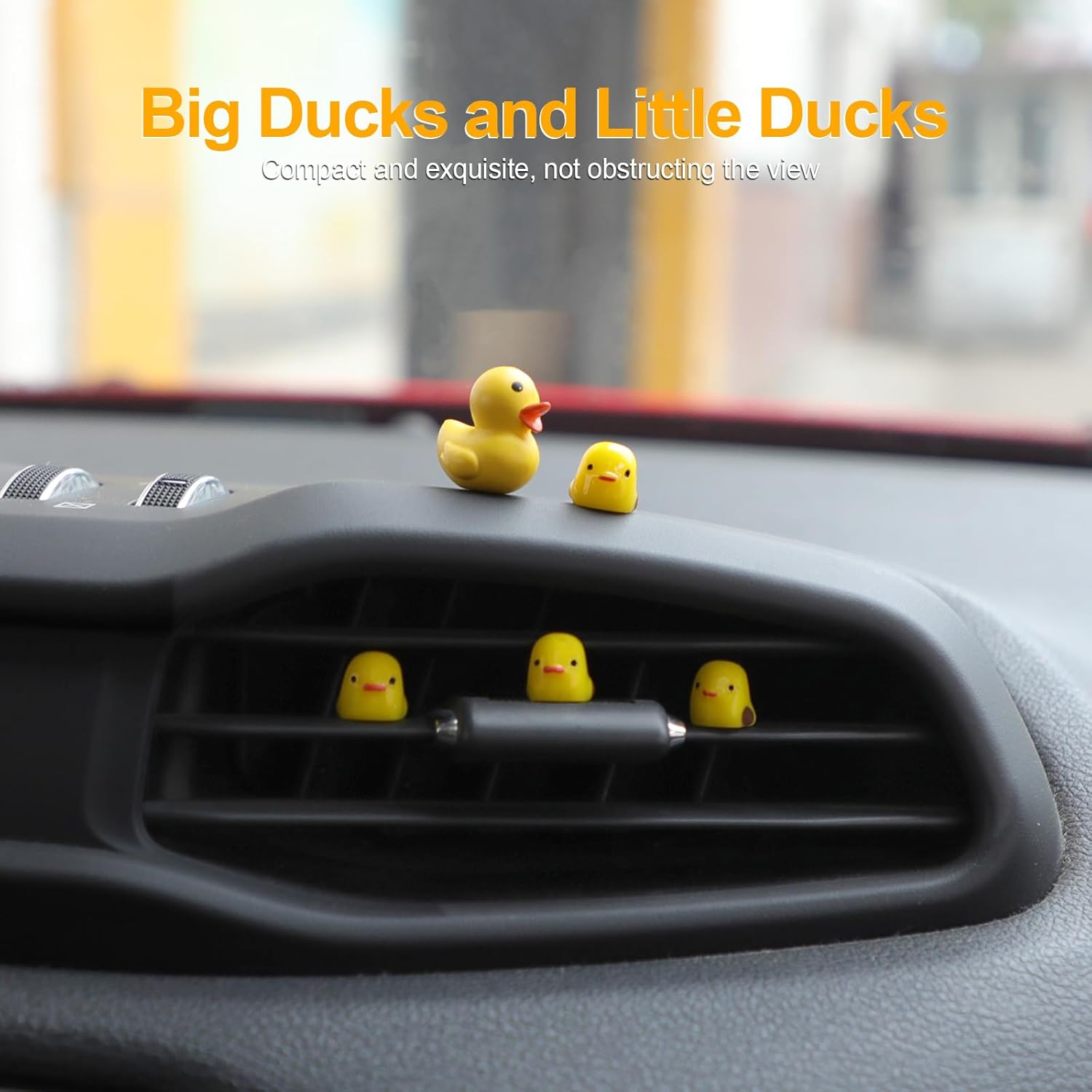 Cute Car Rearview Mirror Accessories, 20 PCS Mini Ducks Car Dashboard Decorations, Cartoon Animals for Automotive Interior Ornaments, Window Edges, Home Decors (Duck) image number 3