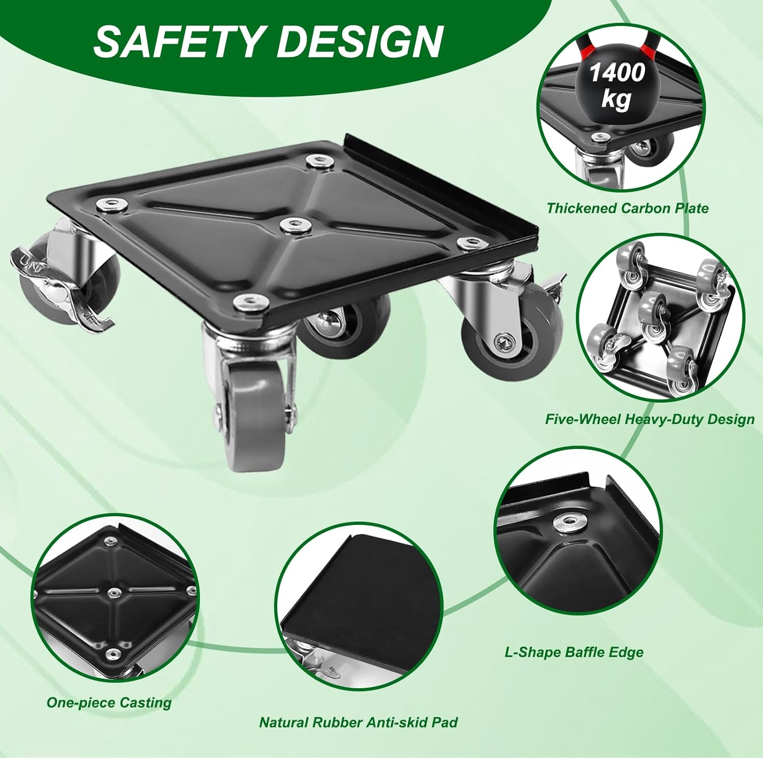 SAILESI Furniture Dolly 4 Pack, Heavy Duty Furniture Movers with 5 Wheels 360&deg; Rotatable, Supports up to 1300KG, Carbon Steel Panel Heavy Duty Dolly for Easy Moving Appliance Sofa Cabinet Refrigerator image number 1