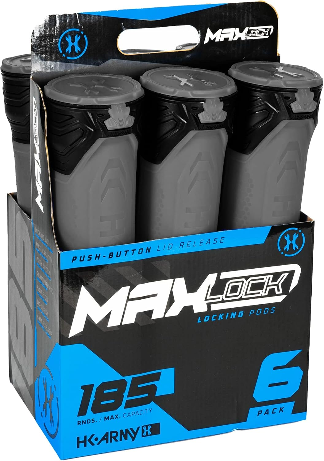HK Army Paintball Pods - Maxlock 185 round Locklid 6-Pack