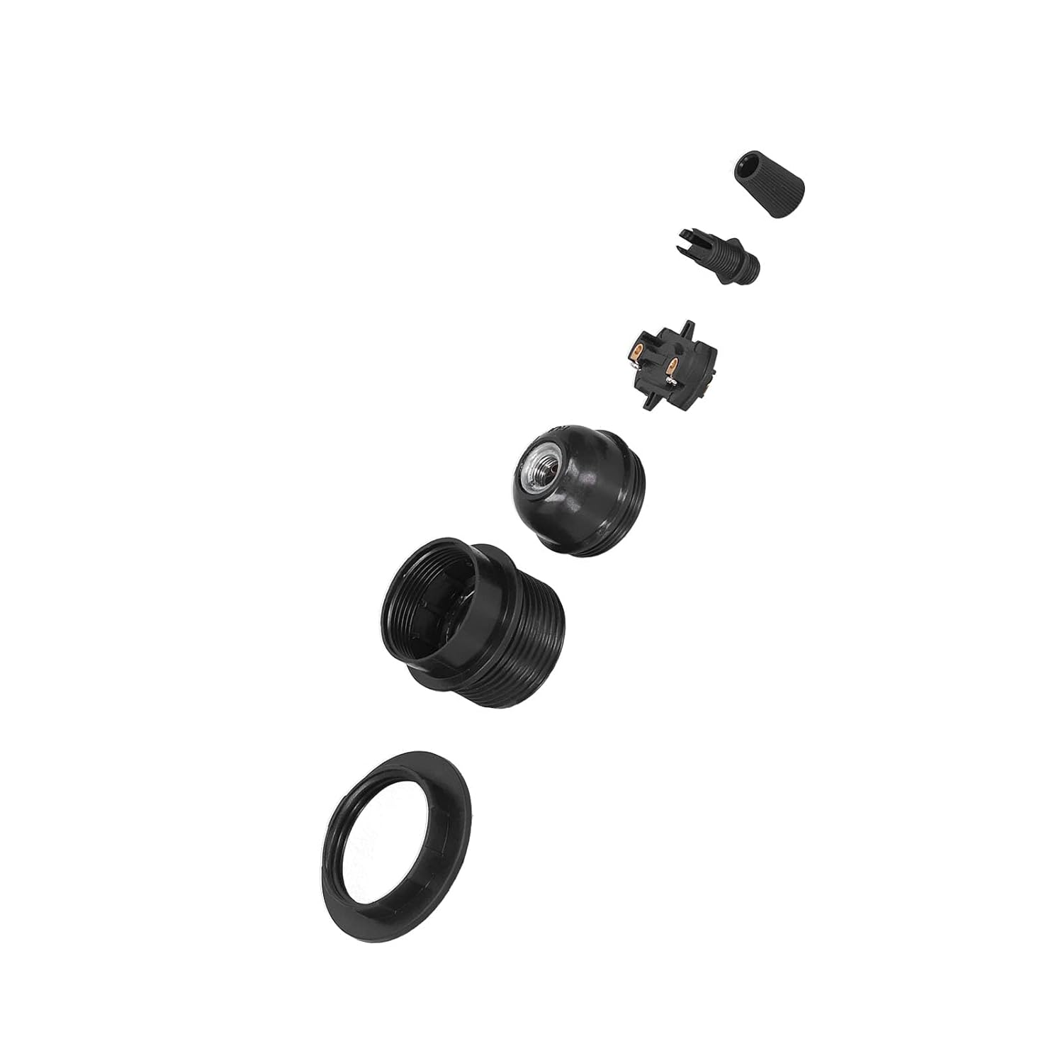 Threaded Lamp Socket, Hotel Decorative Light Accessories, Vintage Holder Black Screw, External Thread Retro E27 Bulb Holder DIY Pendant for Home Living image number 5