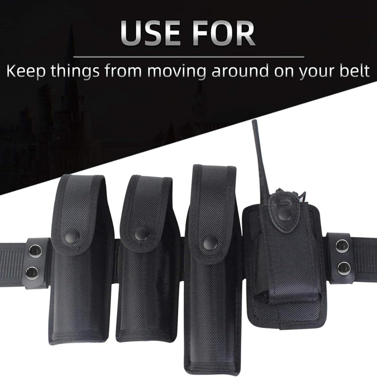 Shurzzesj Belt Keepers with Double Snaps,Wide Duty Belt Retainer | Multi-Purpose Outdoor Belt Buckle for Security, Law Enforcement Personnel, Outdoor Enthusiasts image number 1