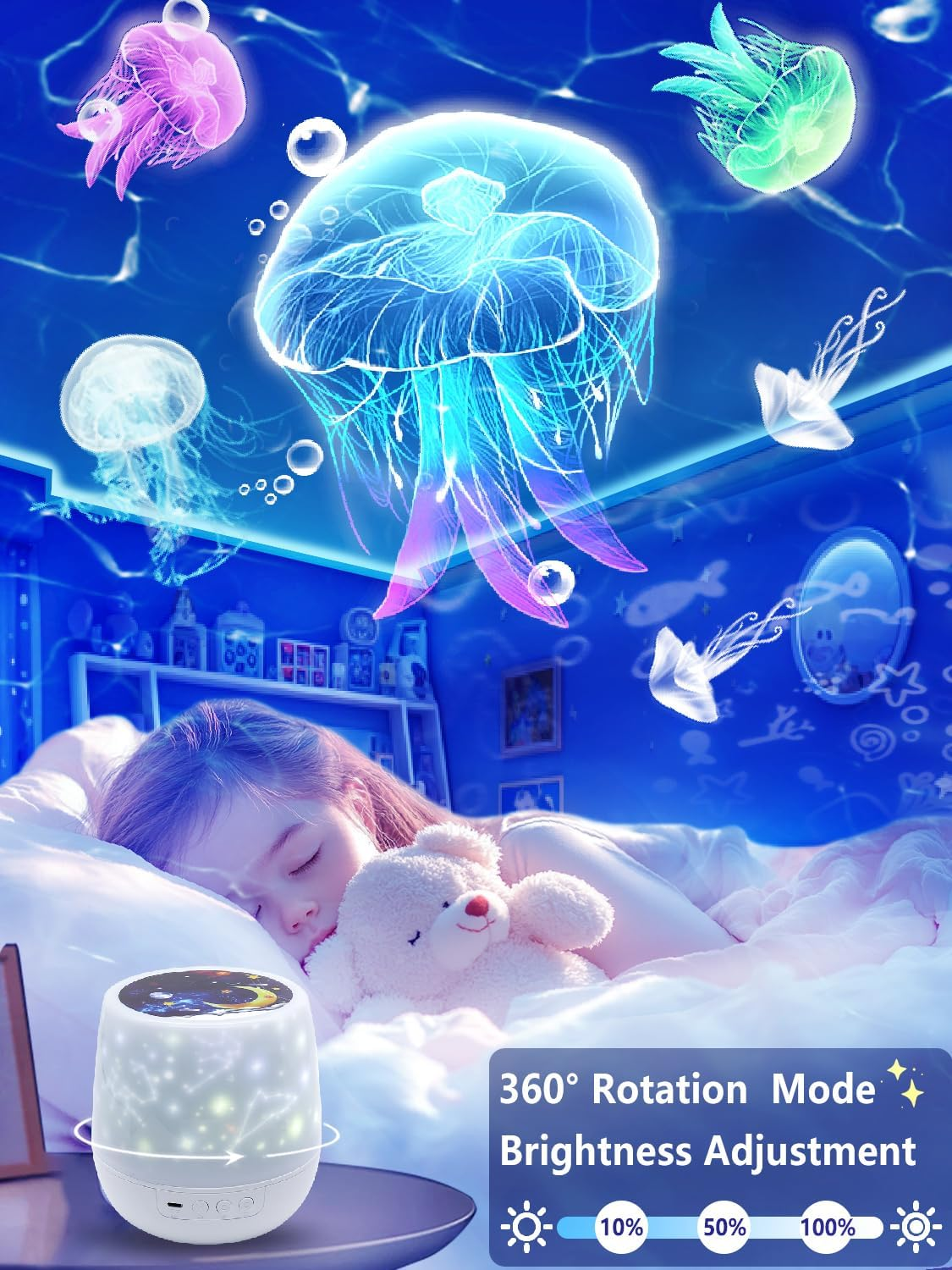 Projector Night Light for Kids + 21 Sets of Films, Night Light Projector for Bedroom, Ceiling, Kids Star Galaxy Projector with 360&deg; Rotation for Baby Girl Boy, Birthday, Christmas, Nursery, Room Decor image number 1