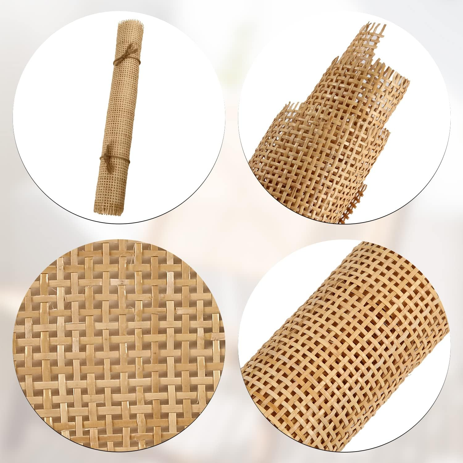 Cane Rattan Webbing Roll, 3.28Ft X 13.8Inch Woven Open Rattan Mesh Natural Rattan Webbing for Caning Projects Square Hollow Wide Rattan for DIY Crafts Cabinet Chair Furniture image number 3