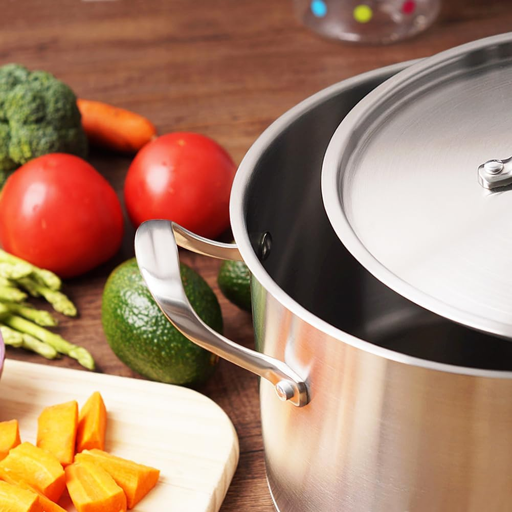 HOMI Chef Matte Polished Nickel Free Stainless Steel 3.2L Stock Pot with Lid (No Toxic Non Stick Coating, 20 CM Straight Sided) - Small 3.2L Pot with Lid image number 4