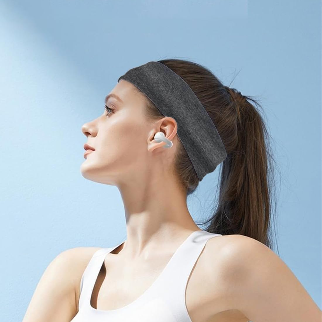 Pack of 2 Women'S Sports Hair Bands, Headband, Thin Hair Band, Black, for Yoga, Sports, Gym, Running, Workout, Exercise (Black) image number 3