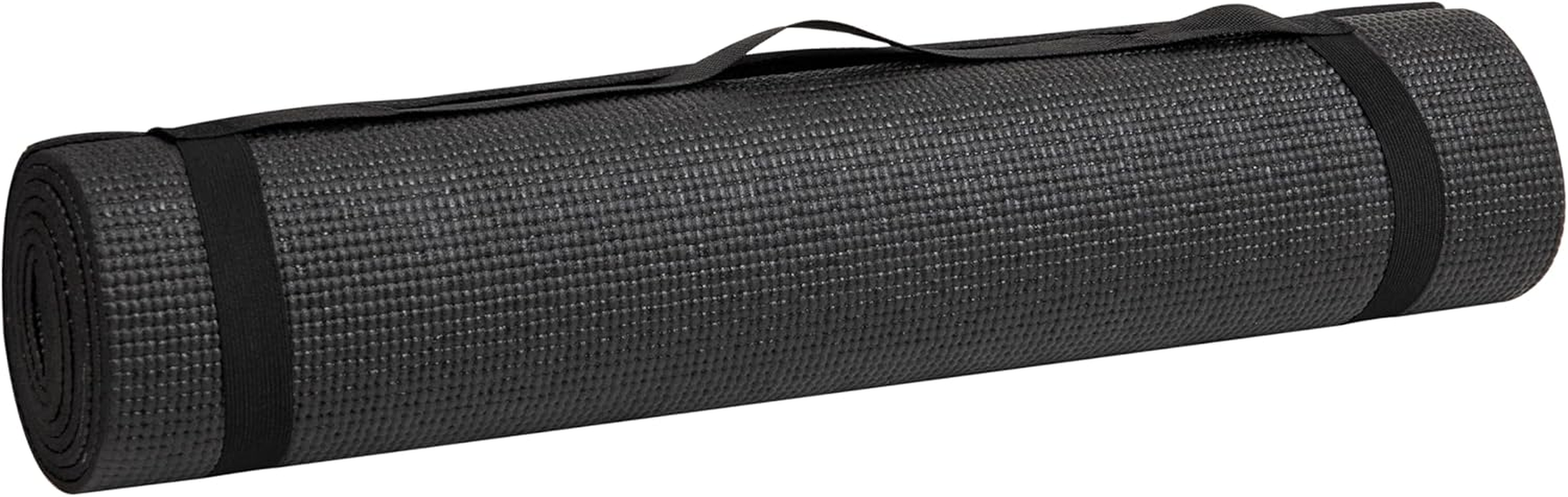 Mind Reader YOGAPVC-BLK All Purpose Extra Thick Yoga Fitness & Exercise Mats with Carrying Strap, High Density Anti-Tear