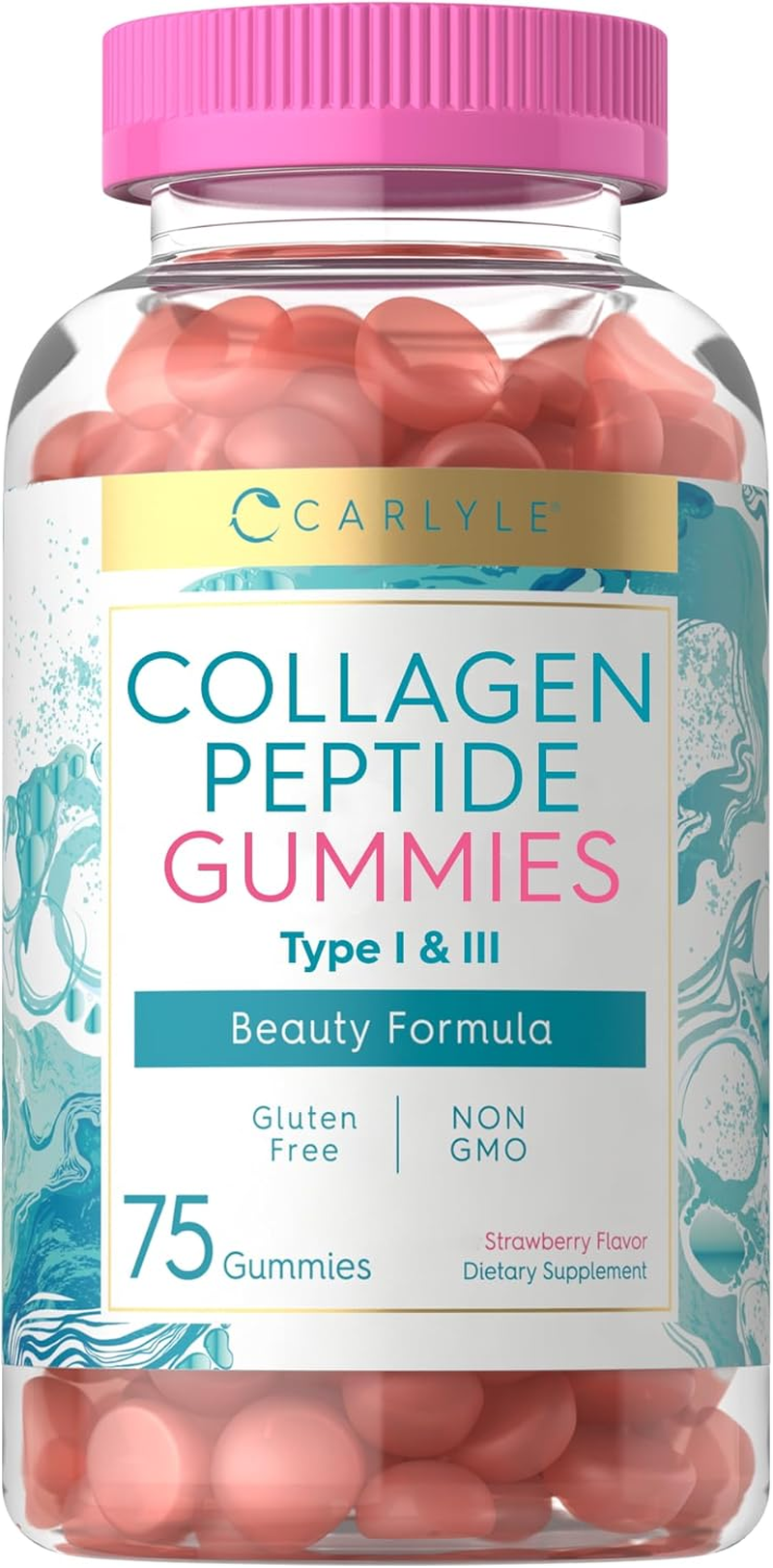 Carlyle Collagen Gummies | 180 Count | Type 1 & 3 | Strawberry Flavor Beauty Supplement | Hydrolyzed Collagen for Women & Men | Non-Gmo, Gluten Free image number 5