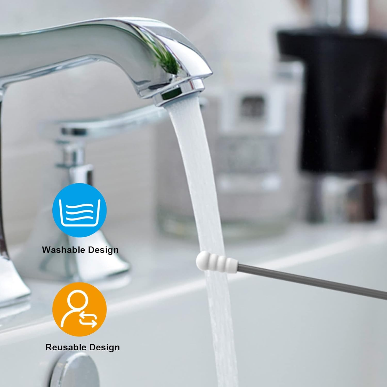 Generic Silicone Cotton Swabs Stick Reusable Portable and Cleanable Ear Q-Tip Rough Friction Cotton Swabs for Ear Cleaning Makeup 2Pcs image number 4