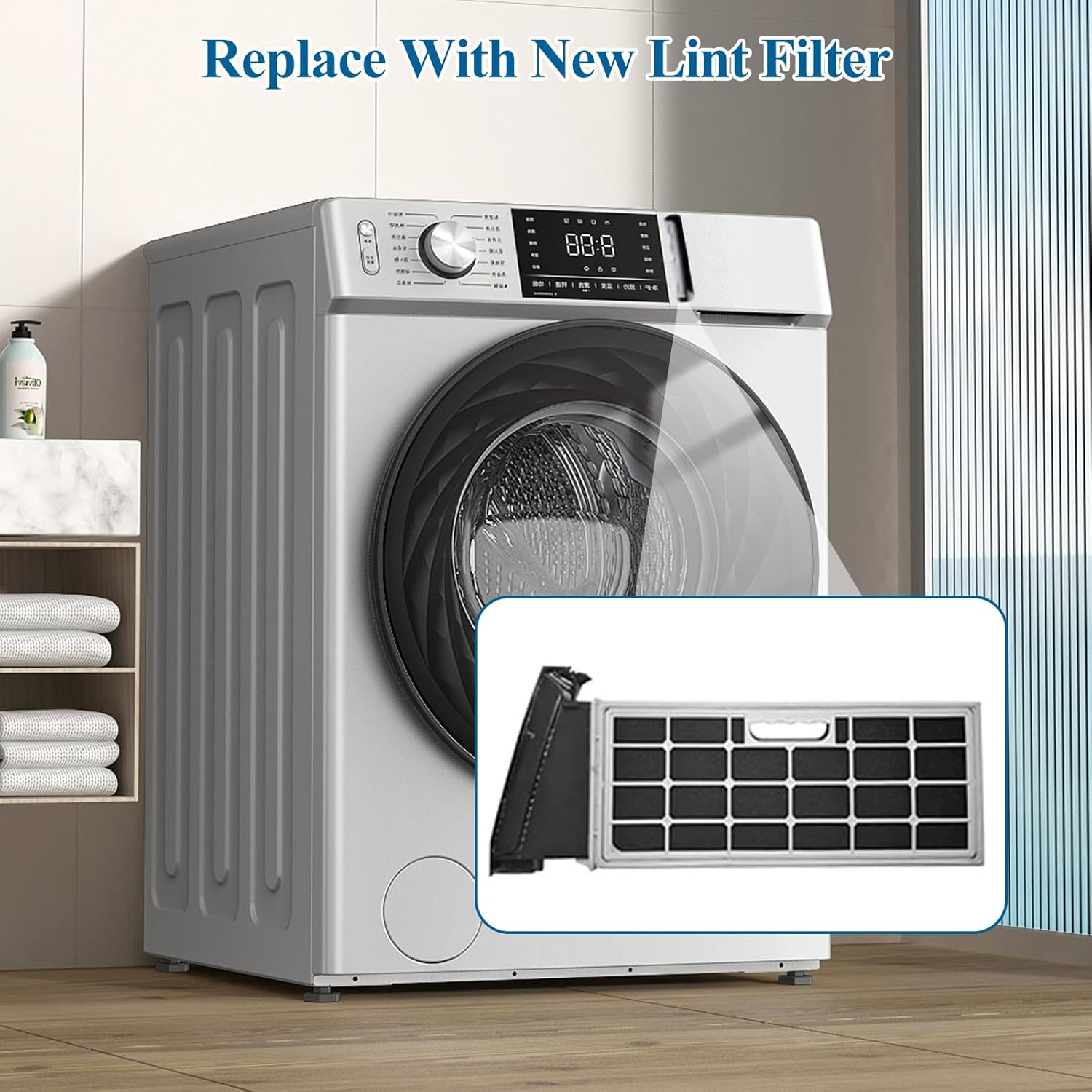 Ruaizel 4Pcs WH01X35719 Lint Filter, Reusable Washing Machine Lint Filter for GE Profile Washer Dryer Combo, Dryer Lint Filter Replacement for Models PFQ97HSPVDS (Black) image number 6