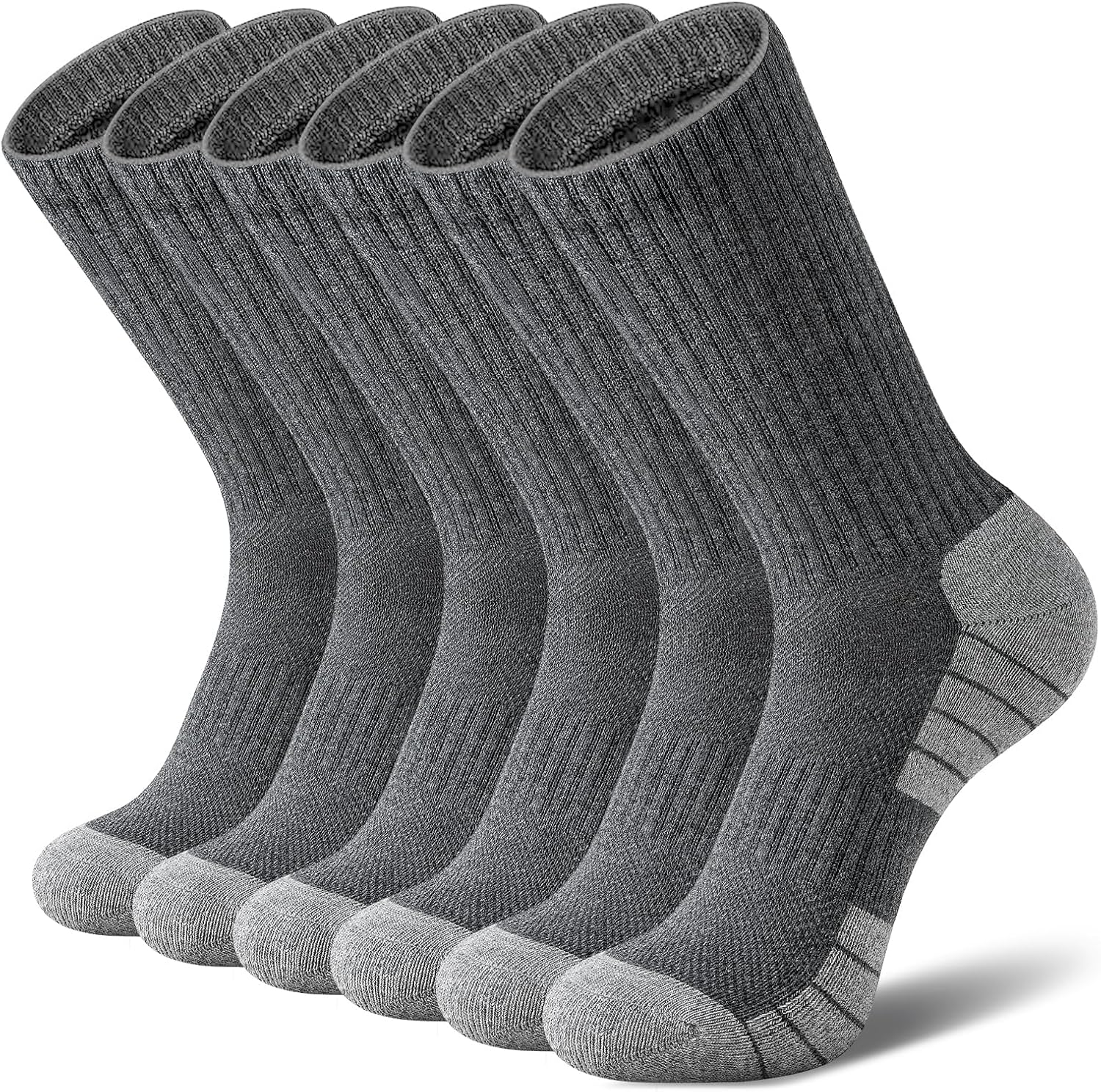 (6 Pairs) Athletic Gym Crew Socks, Cushioned Sports Calf Socks Breathable Cotton Running Hiking Socks for Men Wome