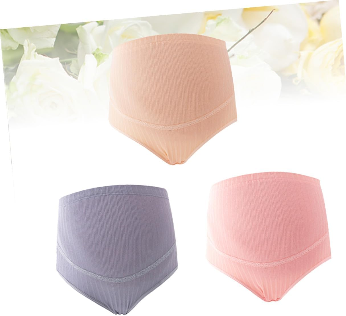 3Pcs Cotton High Waist Maternity Panties Adjustable Stomach Support Nursing Underwear for Pregnant Women Comfortable Breathable Stretchable Random Color Random Color