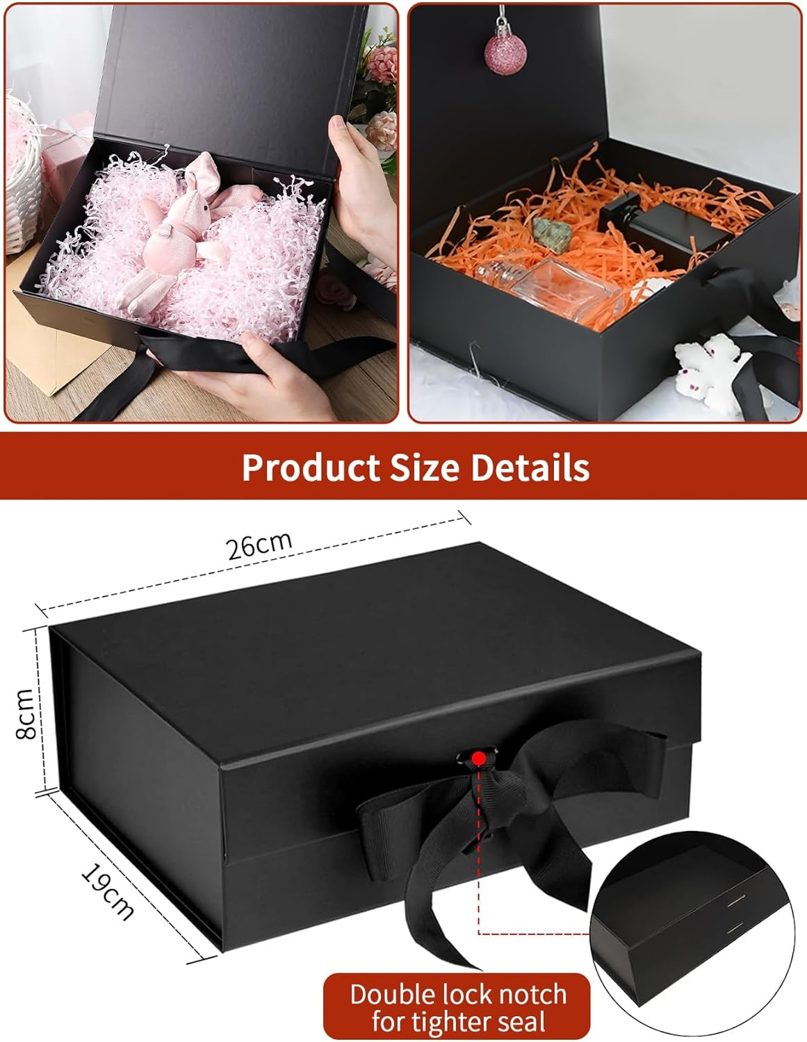 4 PCS Gift Boxes, Magnetic Closure Collapsible Gift Boxes for Gift Packaging, Rectangle Gift Box for Mother'S Day Weddings Birthdays Gifts, Large Capacity Solid Color Gift Box with Ribbon (PK) image number 4