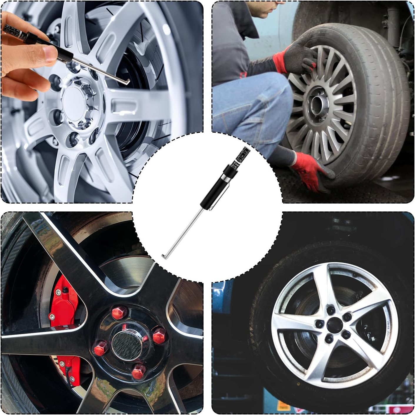 Car Brake Measuring Tool, 5.31X0.51In Brake Pad Thickness Gauge Measure Pen with Scale Brake Pad Tester Brake Pad Gauge for Internal External Brake Pads Measurement(Black) image number 2