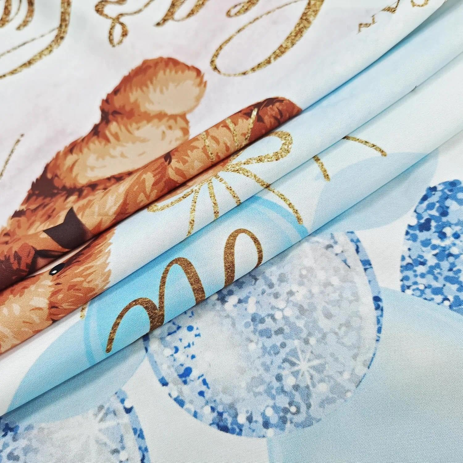 Bear Gender Reveal Backdrop Decorations for Baby Shower Party Photography Background with Floral Pattern and Gold Foil Confetti - Auroly image number 3