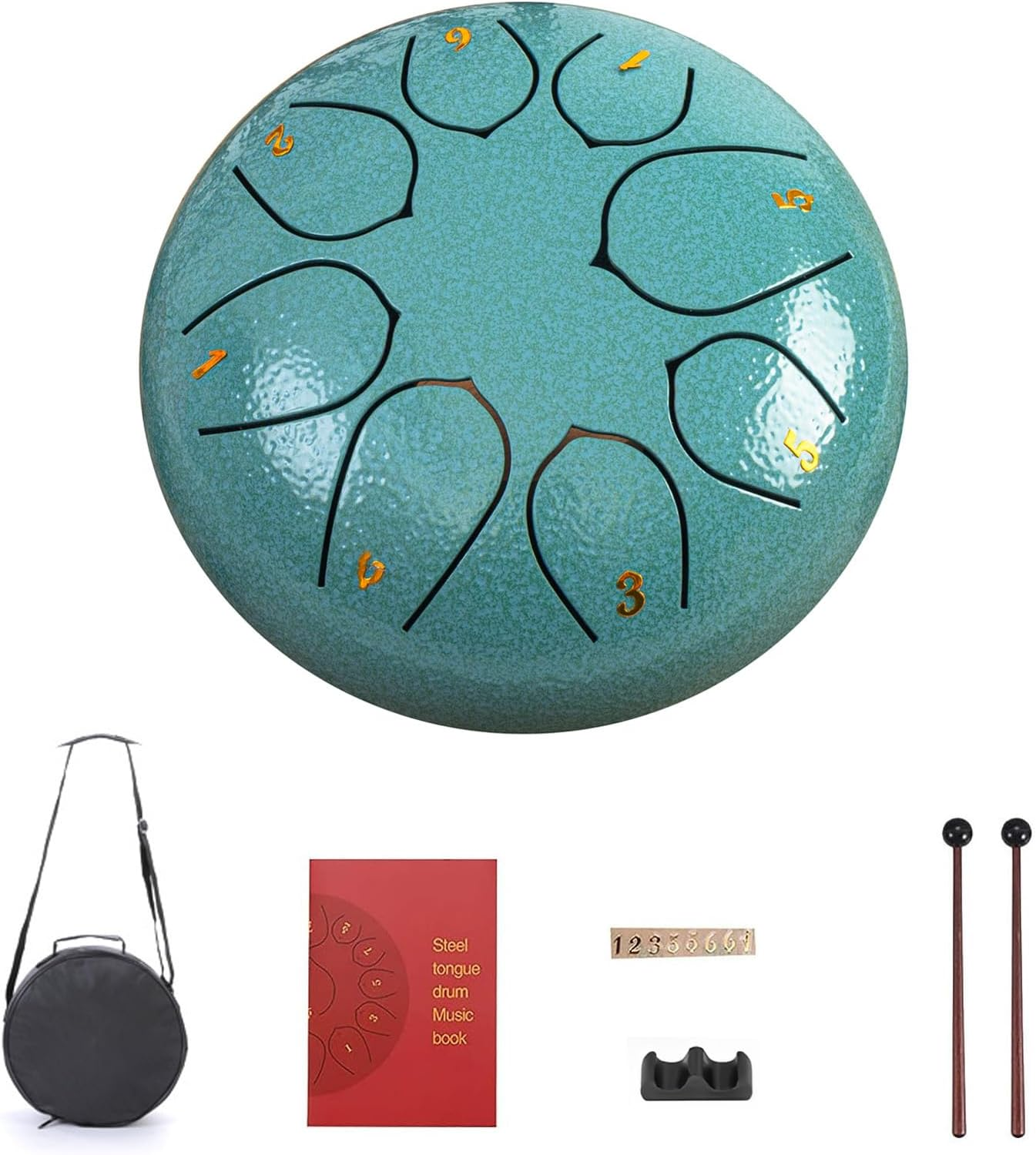 Lancoon Steel Tongue Drum with Hand Pan 6 Inches 8 Notes Durable Musical Instrument Soft Sound Rain Drum Non-Slip Easy to Play for Kids Yoga Meditation Entertainment