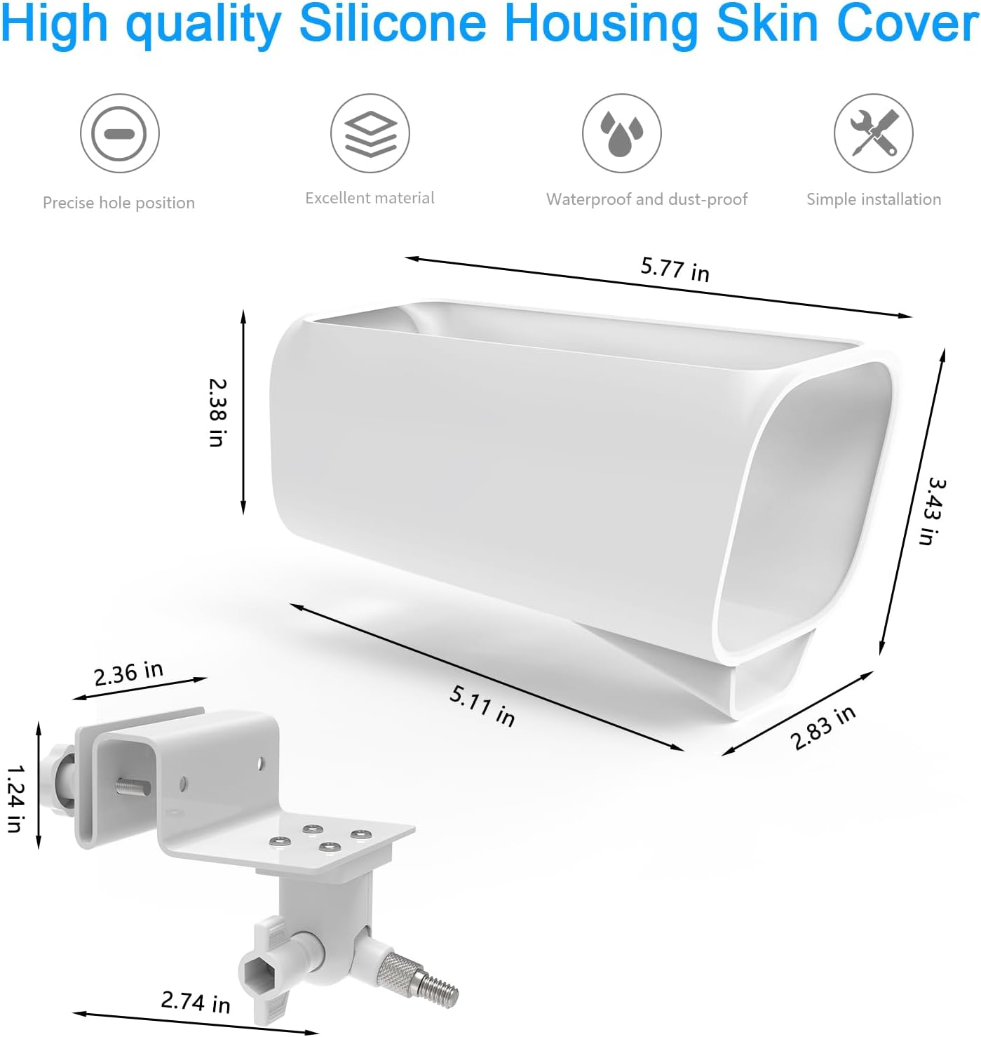 TIUIHU Gutter Mount for Eufycam S3 Pro Camera, Gutter Mount with Waterproof Silicone Case for Eufy Solar Surveillance Camera Outdoor (White) image number 4