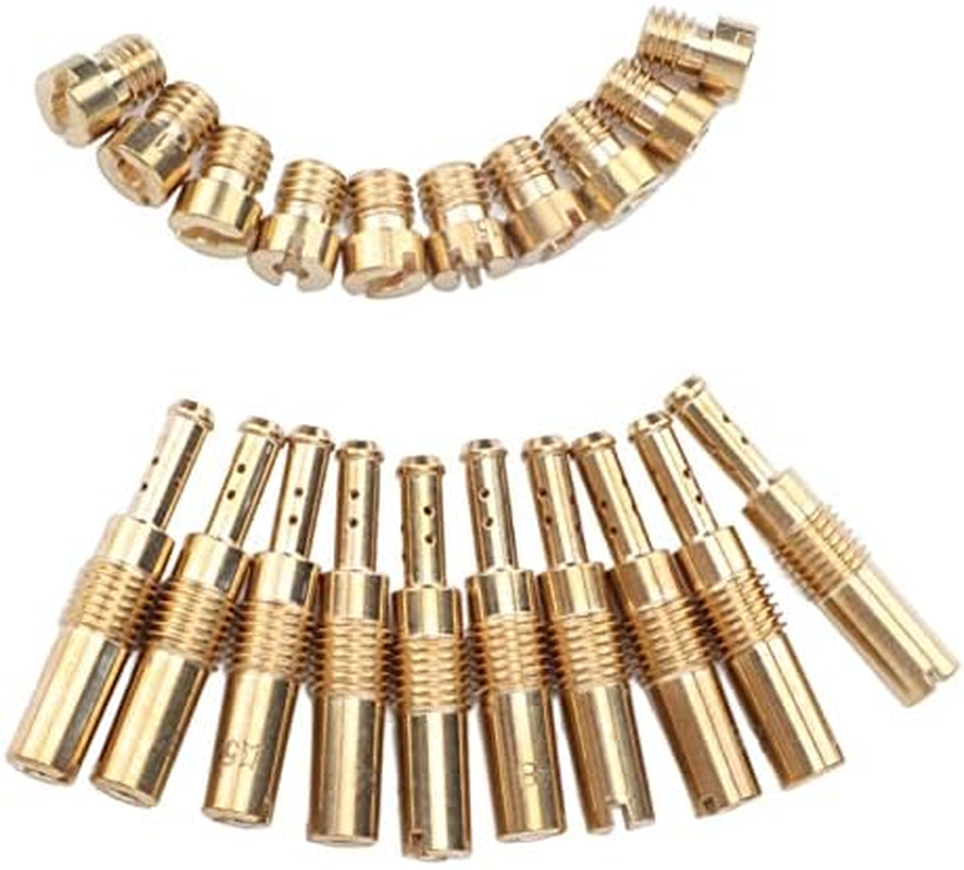 Carburetor Main Jet Kit, Metal 10 Pcs Slow Pilot Jets and 10Pcs Carburetor Main Jets Set, Replacement for Keihin PWK CVK Type PE Carburetor, OKO CVK Main Jet, Slow Pilot Jet