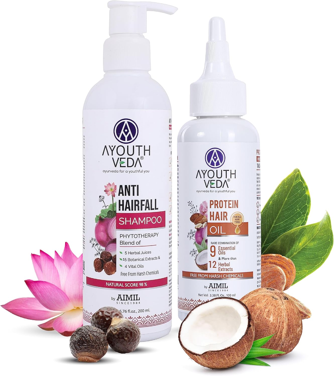 Ayouthveda Anti-Hairfall Shampoo & Protein Hair Oil Combo Pack for Healthy Hair Growth & Deep Nourishment | Fights Dandruff Control Hair Breakage & Hair Fall | Blend of Essential Oil & Herbal Extracts image number 5