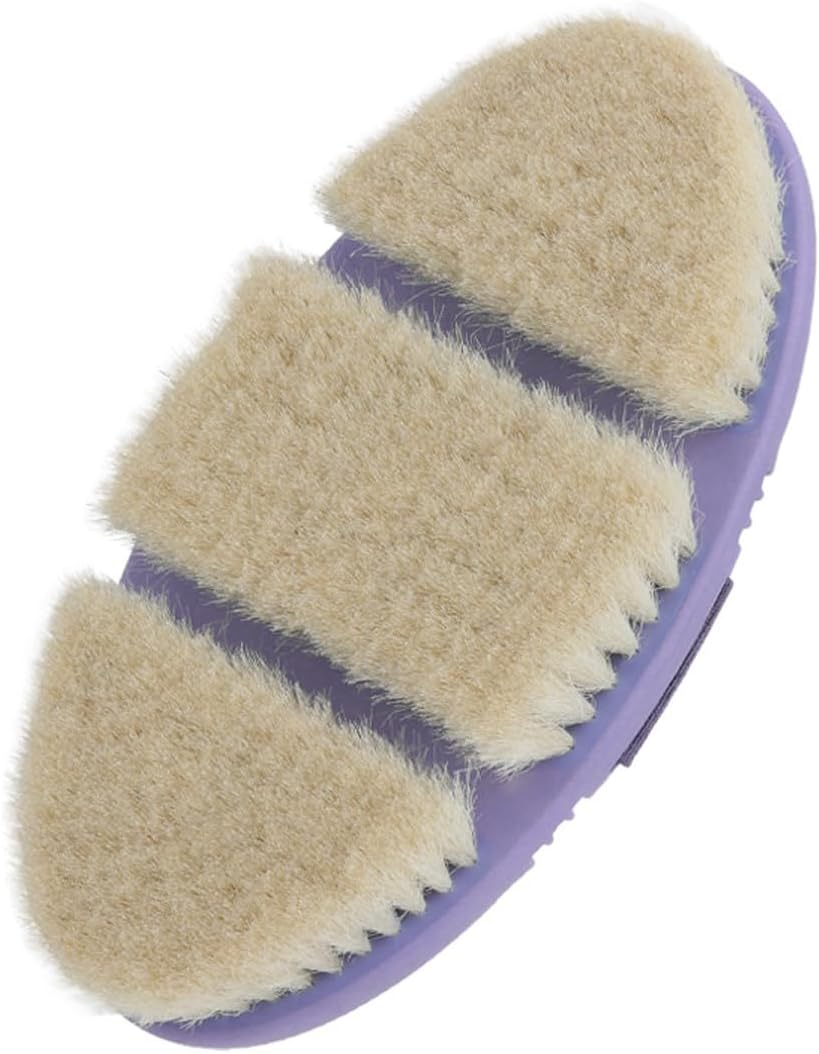 AIMALL Oval Horse Cleaning Brush - Versatile Riding Comb with Wool & Sisal Bristles, Bendable Wash Brush for Mane and Coat Care