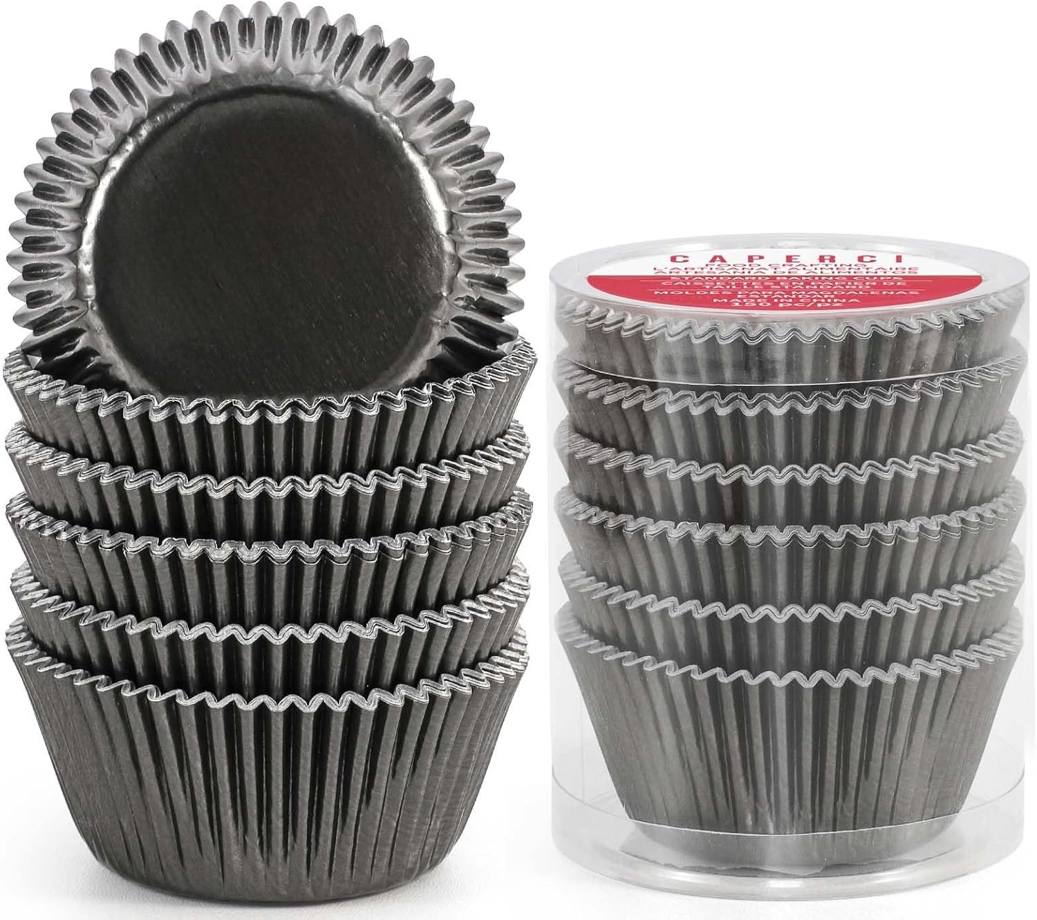 Caperci Navy Blue Foil Cupcake Liners Muffin Paper Standard Size Baking Cups, 150-Pack