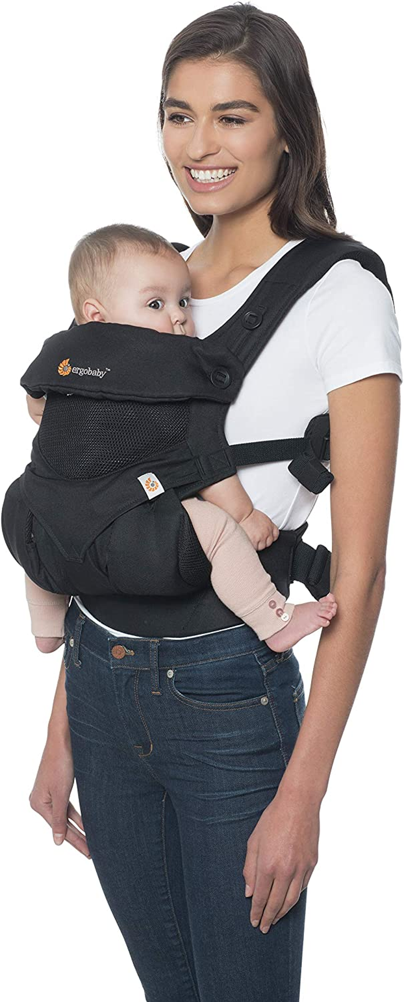 Ergobaby Omni 360 Cool Air Mesh Baby Carrier - All-In-One Newborn to Toddler Carrier (7-20Kg), Breathable, Ergonomic Design with Lumbar Support - Baby Travel Essentials - Pearl Grey - Pearl Grey image number 7