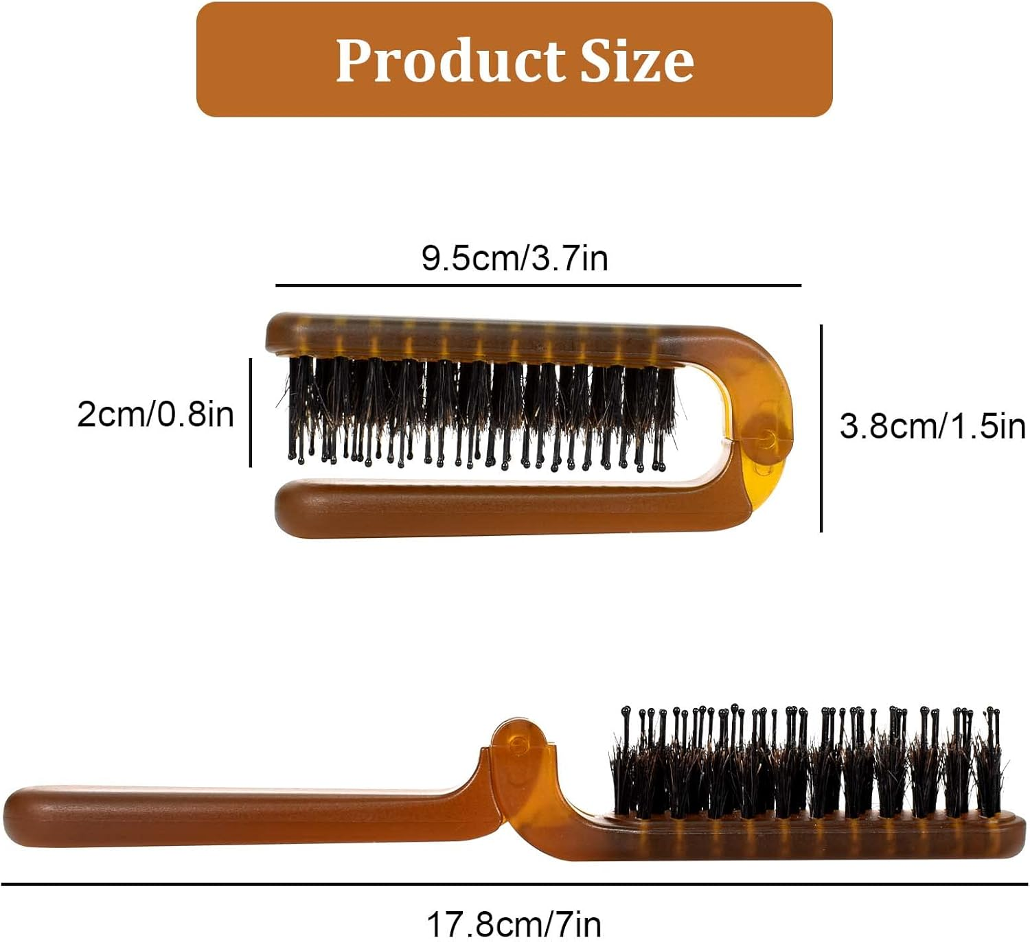 Folding Hair Brush Boar Bristle Brush Portable Hair Massage Comb Men'S Brush Foldable Pocket Size Anti-Static Hairbrush Quick Dry Travel Massage Brushes for Brushing, Combing, Slicking image number 5