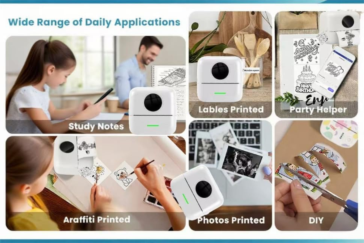 EAAMXUAN Portable Bluetooth Label Maker Machine with No Ink Thermal Printing | Wireless Sticker Printer for Home, Office & School Organization | DIY Labels for Journals, Notes, Kids Crafts