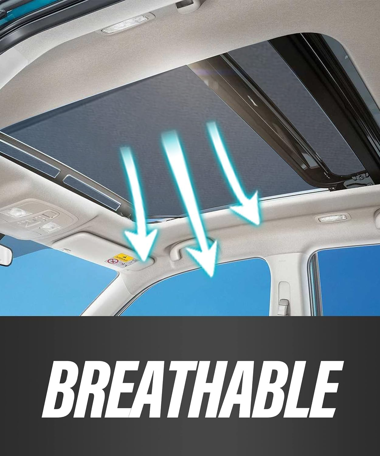 Car Magnetic Sunroof Sun Shade, UV Sun Protection for Moonroof, Car Roof Cover for Overnight Camping Can Breathable and Prevent Bugs, Can Also Be Used for Side Windows image number 4