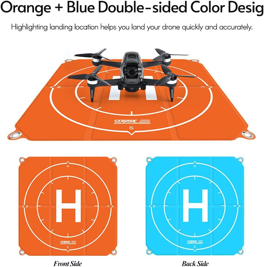 Sazak 50Cm/20Inch Universal Drone Landing Pad Foldable Double-Side Waterproof Helreplacement for DJI Mavic Mini/ Mini2/ Air 2S/ Air 2/ Mavic 2 Pro/Fpv