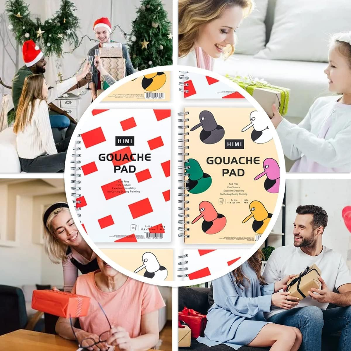 AOOK MIYA HIMI 2Pack HIMI Gouache Pad, 7X10''(98Lb/160G) 50 Sheets Mix Paper Pad, Side Wire Bound, Fine Texture, in Gouache Acrylic Art Pad for Sketching, Ink Sketch Book, Art Supplies Drawing Pad Gift（Total :100Sheets) image number 3