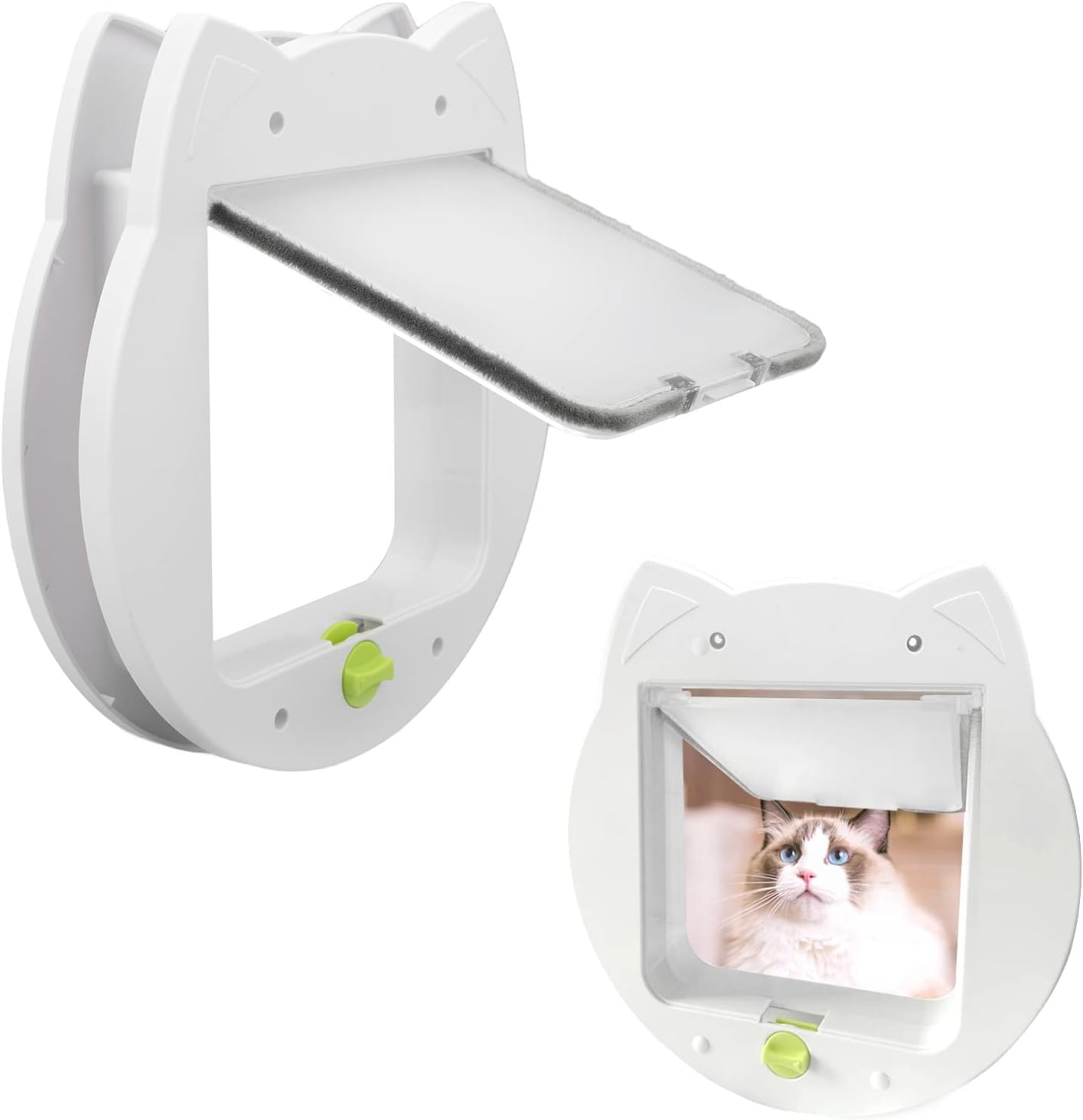 Cat Door, 2 Way Lockable Cat Flap Door for Interior Exterior Door Noiseless Weatherproof Pet Doors for Cats Kittens Doggies for Window Wall, Fast Installation (Type 1) image number 6