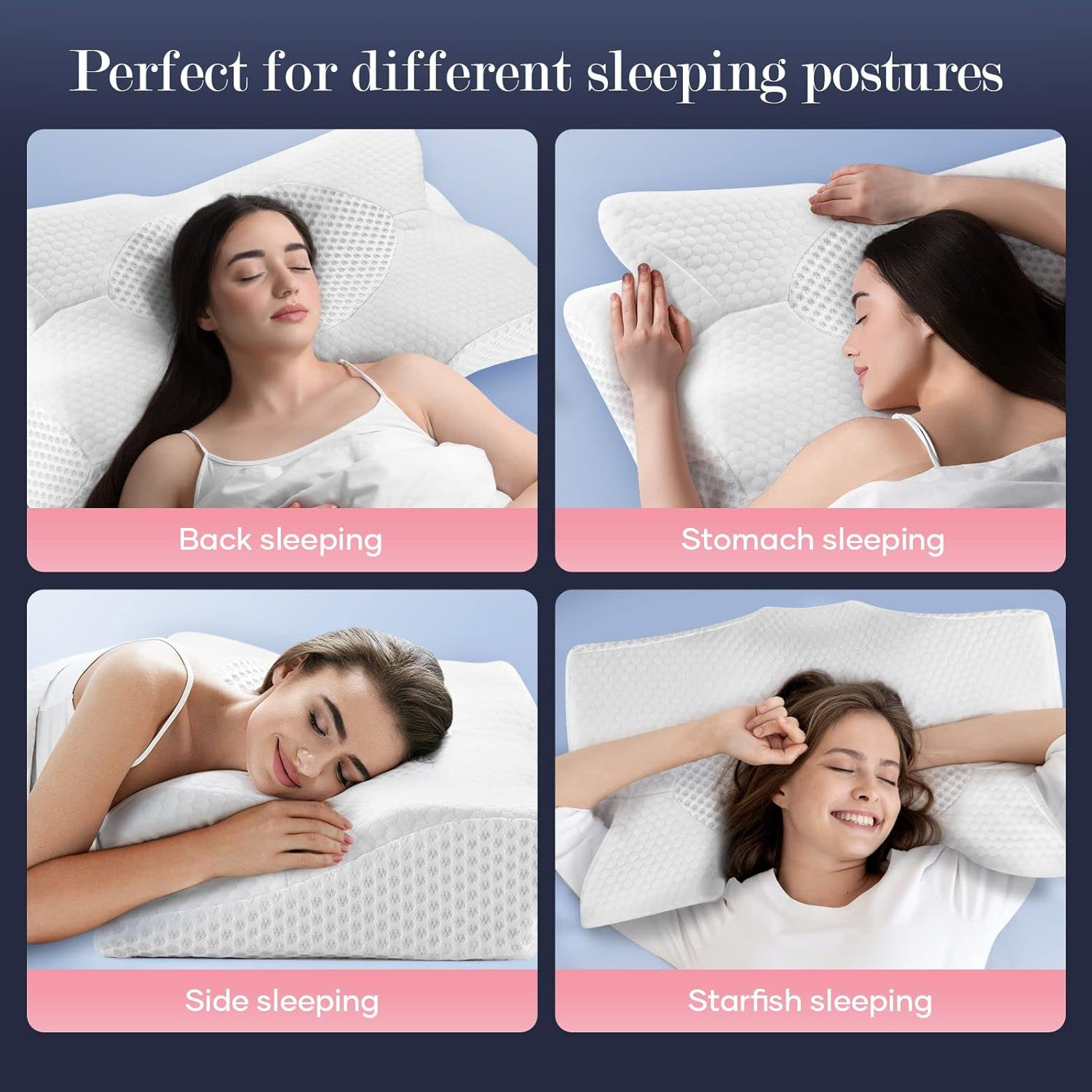 Luxdream Memory Foam Contour Pillow Cervical Pillow Orthopedic Slepping Pillow Relief Neck Shoulder Pain Ergonomic Support for Back Stomach Side Sleeper Dark Grey image number 3