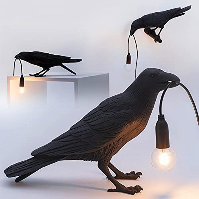 Resin Lucky Bird Crow Wall Lamp Table Lamp Night Light Bedroom Bedside Living Room Wall Lamp Home Decoration for Bedside Table/Office and Living Room Decor/Farmhouse Art Decor/Dorm