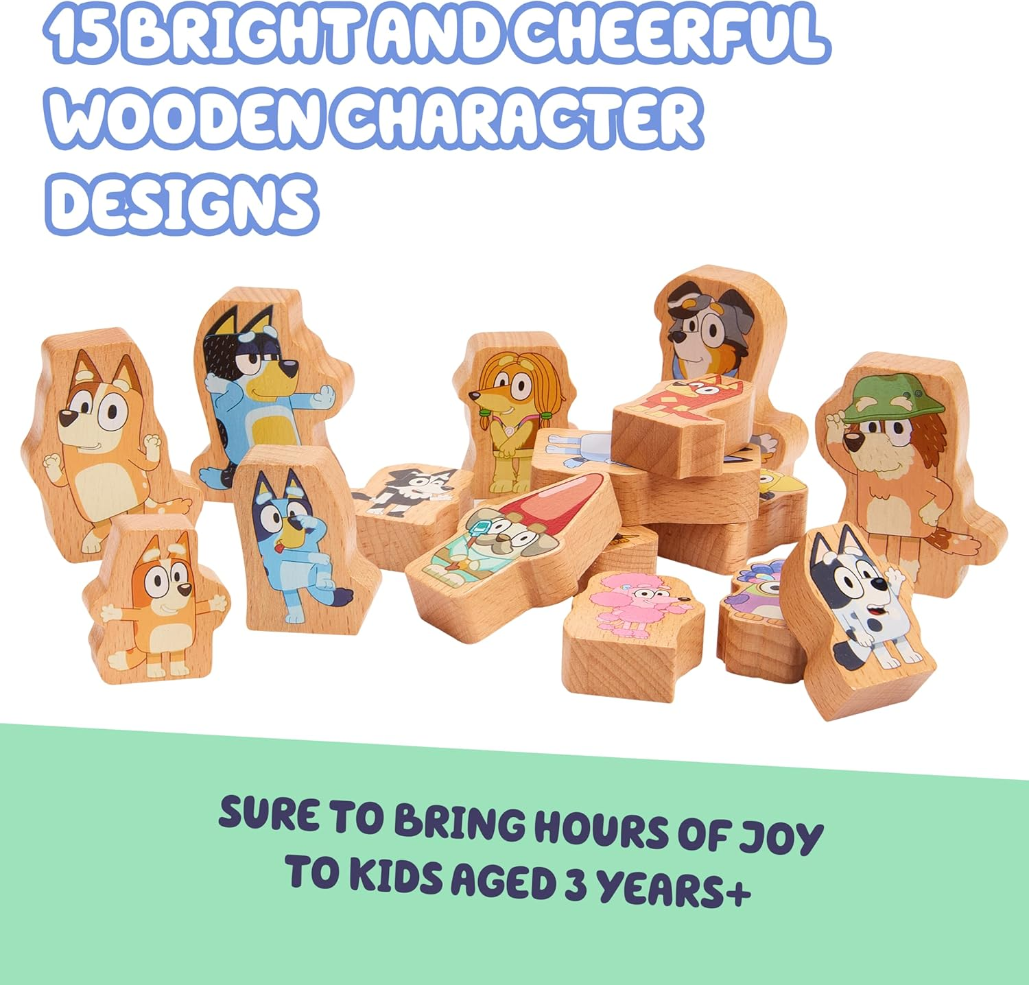 Bluey Wooden Stacking Game 26-Piece Activity Toy Playset image number 2