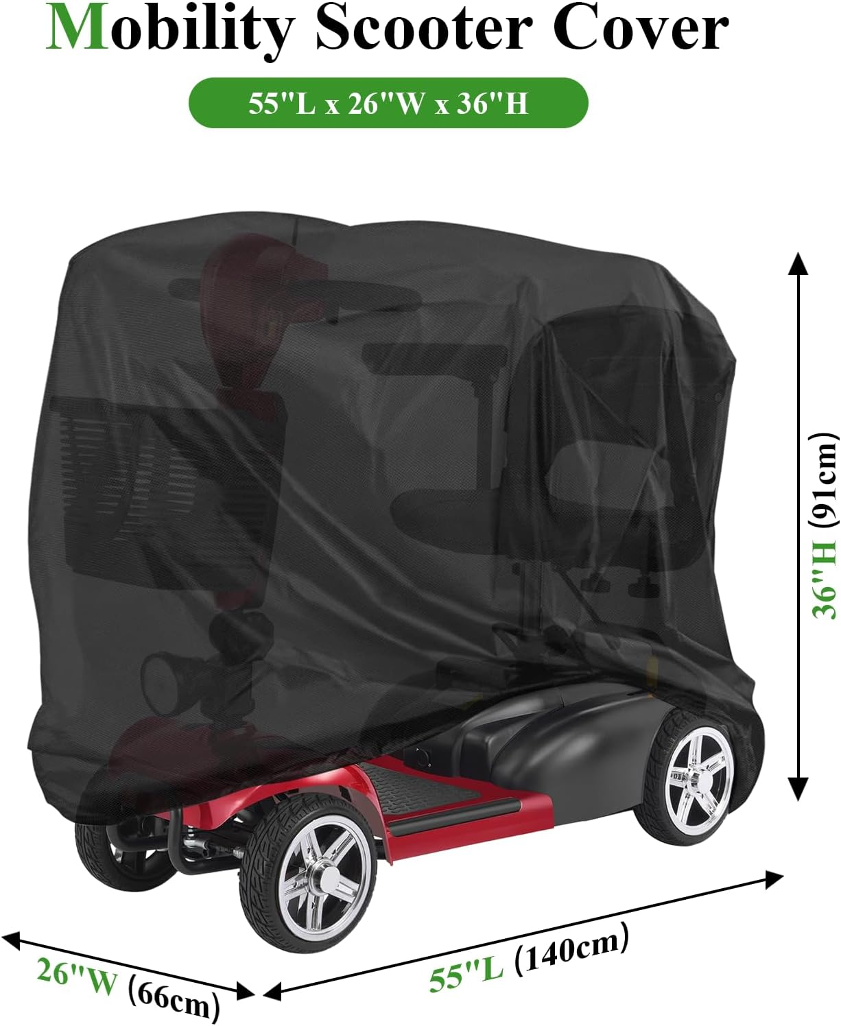 Mobility Scooter Cover,Waterproof Scooter Cover Wheelchair Cover for Storage,Mobility Scooter Accessories for All-Weather Outdoor Protection Dust Cover - 55"X 26" X 36" (L X W X H)