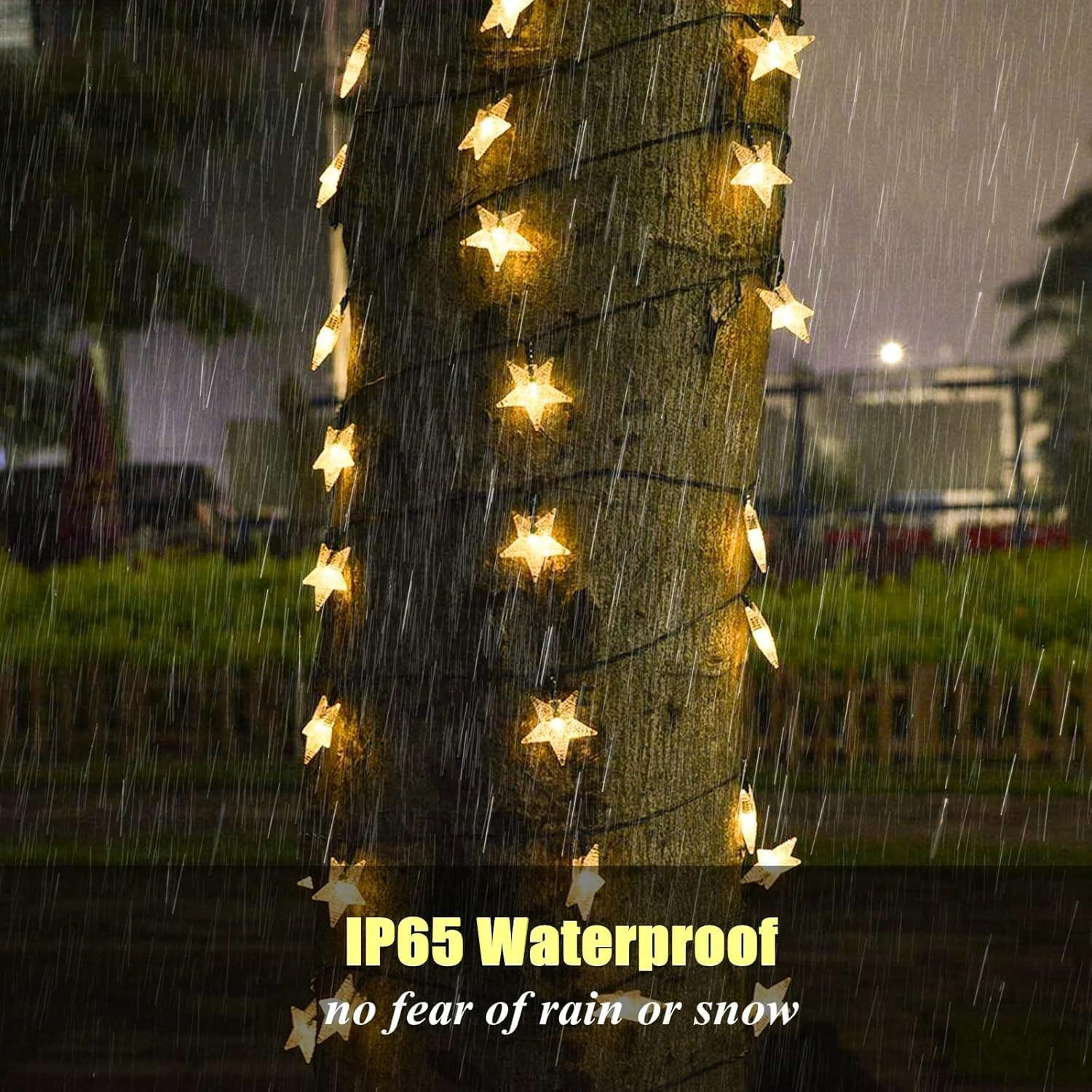 Solar String Lights Garden, 50 LED Star Fairy Lights Outdoor Solar Powered Led Star String Light Waterproof 8 Modes Decorative Light for Garden Patio Yard Home Wedding Party(Yellow