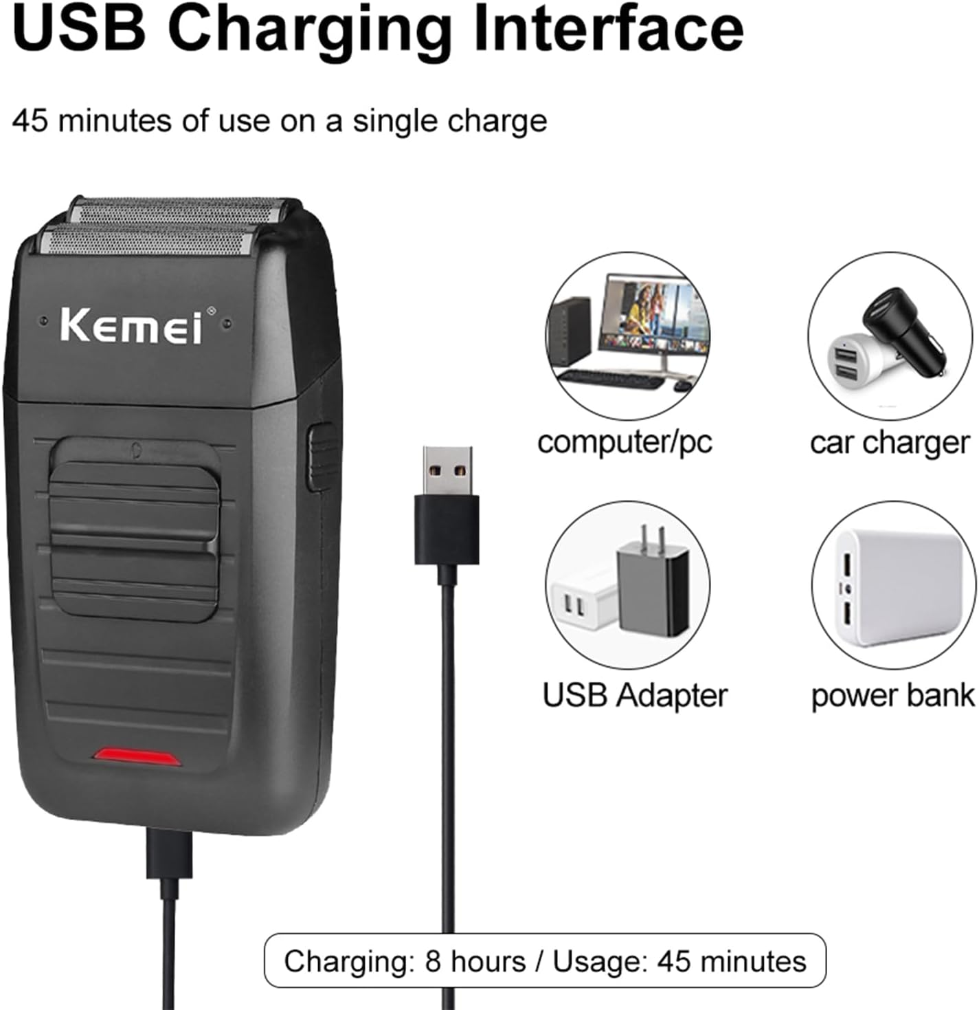 KEMEI Professional Hair Clipper, Hair Trimmer, Beard Shaver Set for Men, Electric Cordless Barber Clipper Beard Trimmer, Rechargeable Fade Clipper Haircutting Kit, KM-2299, KM-2296, KM-1102 image number 1