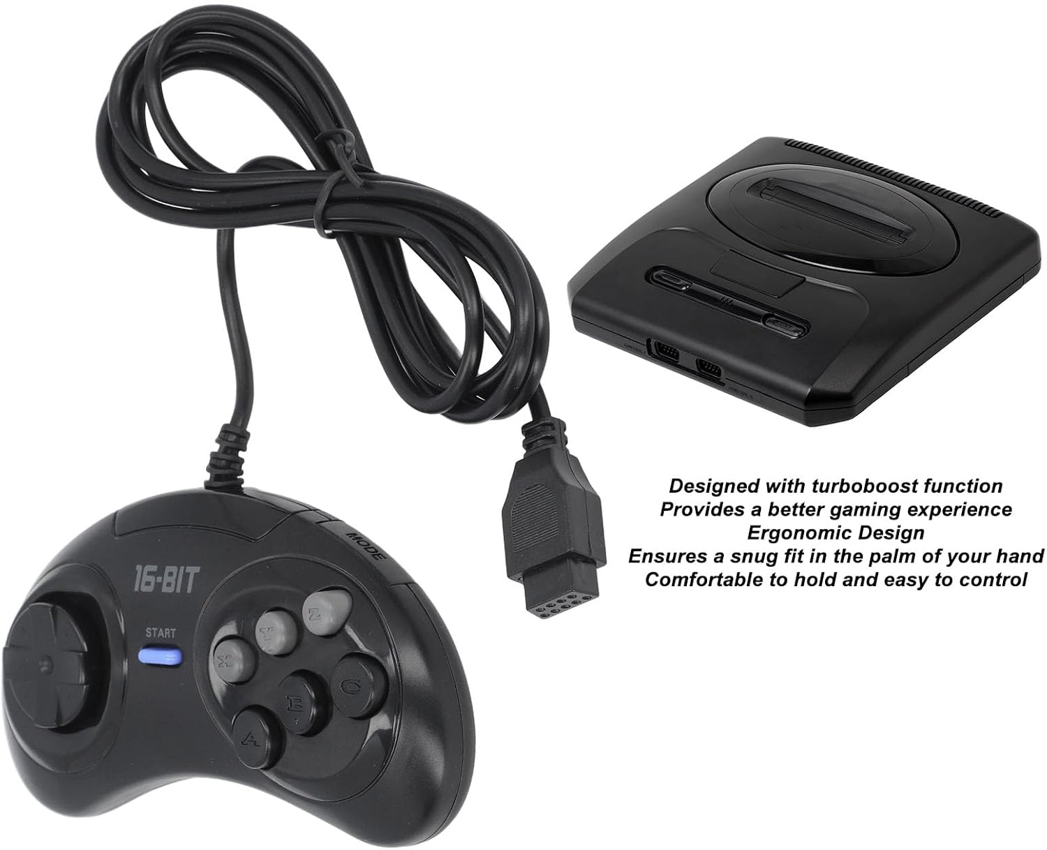 Game Controller 9 Pin 16 Bit Game Controller, Turboboost Function, Ergonomic Design, Plug and Play for Genesis with Long Connecting Cable image number 5
