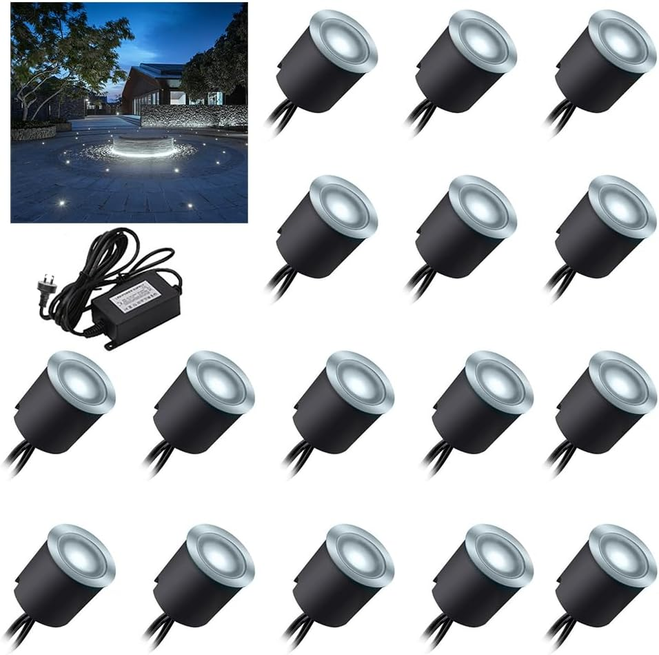 Arotelicht 16Pack LED Deck Lights, IP67 Waterproof Recessed Spotlight with Protecting Shell &Oslash;32Mm, Low Voltage Decking Lights for Outdoor Garden Patio Step Plinth and Indoor Kitchen Floor image number 4