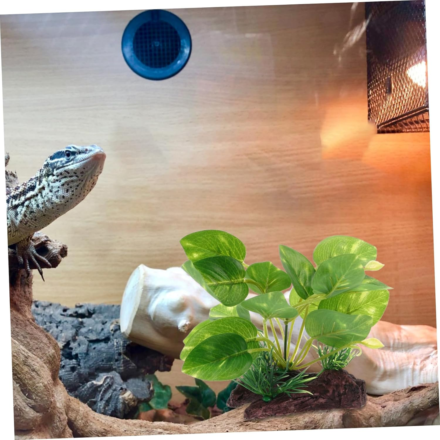 GANAZONO 2Pcs Simulated Aquatic Plants Artificial Fish Tank Decorations Fake Water Grass Leaves for Reptile Terrarium Habitat Turtle Tank Accessories image number 3