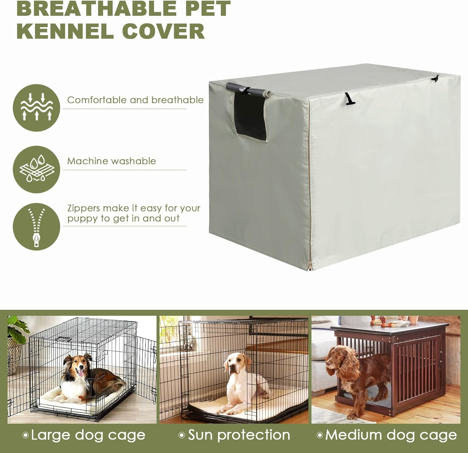 Dog Crate Cover Oxford Cloth Pet Kennel Cover Universal Fit for 36 Inches Wire Dog Crate image number 2