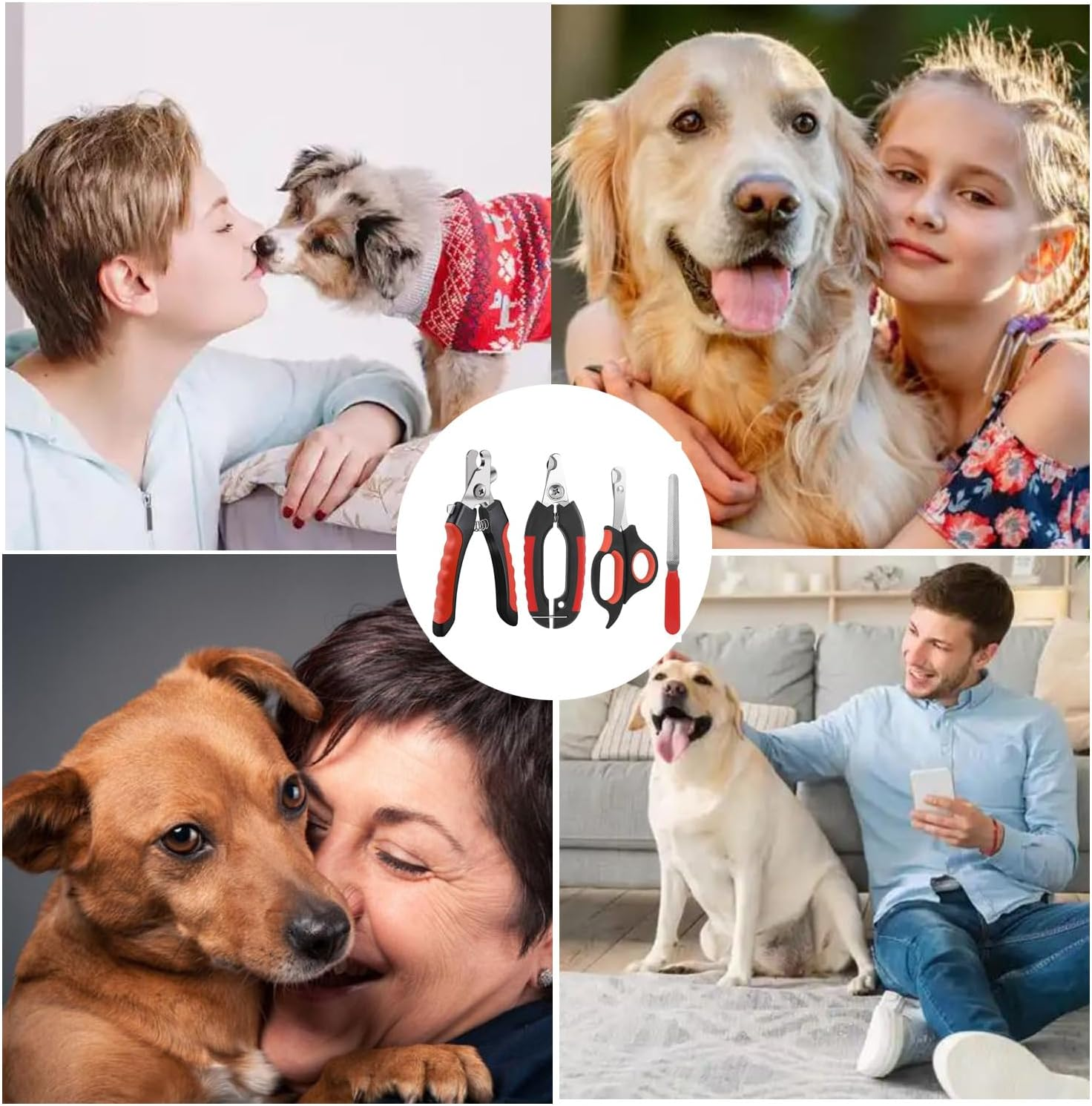 Dog Nail Clippers Trimmer Set, Quick Safety Guard to Avoid Over-Cutting, Stainless Steel Razor Sharp Blades, Sturdy Non-Slip Handles, Storage Case and Nail File, Professional Pet Grooming image number 1