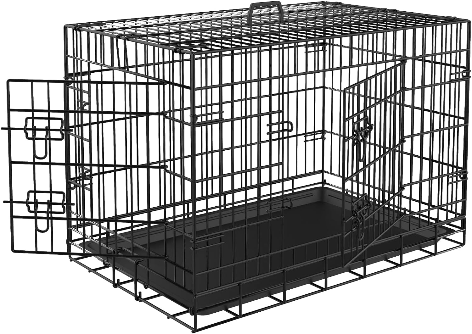 Advwin 36" Dog Cage Pet Crate Puppy Cat Foldable Metal Kennel 2 Doors with Removable Tray image number 2