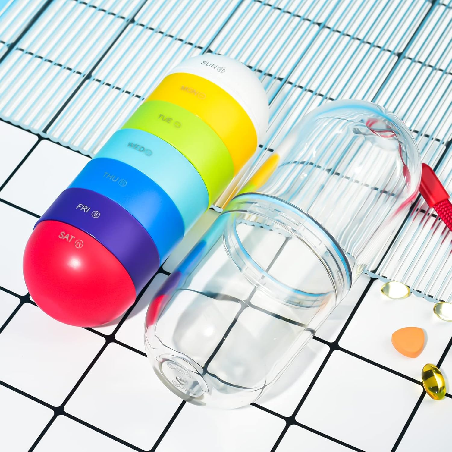 Portable Weekly Pill Box Organiser 7 Day Quality Tablet Box,Travel Pill Case Easy to Open Pill Organizers image number 3