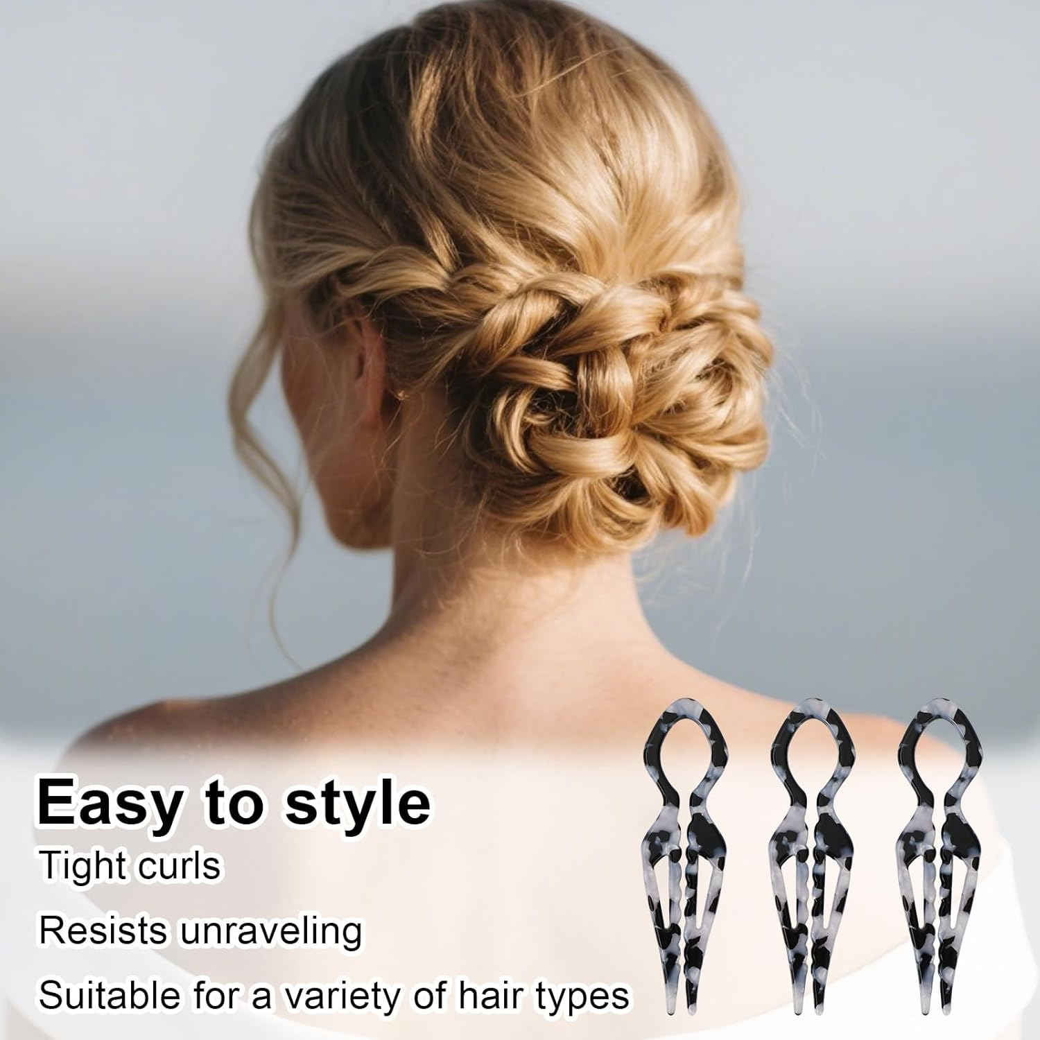 Fukaisu 3Pcs French Hair Pins for Women, French Hair Pins Magic U-Shaped Acetate Hairpin for Women Styling Accessories Christmas White Elephant Present (Leopard Beige) image number 4