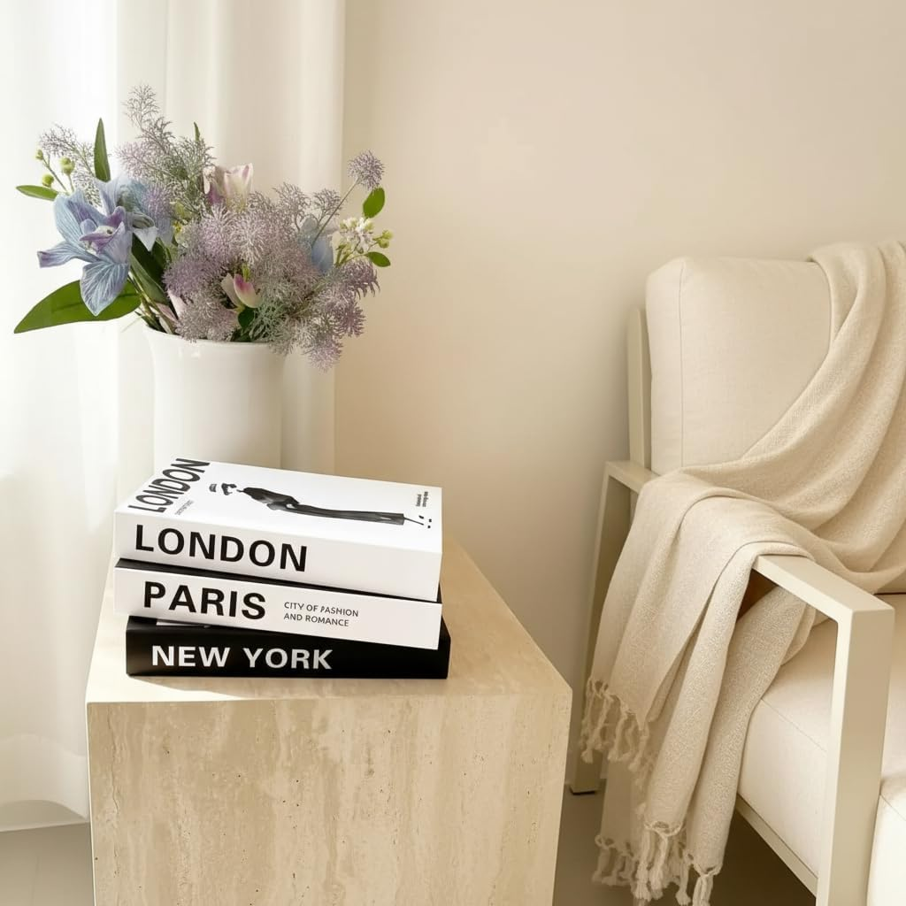 Decorative Books for Home Decor, Set of 3 Stylish Faux Books, DIY Books Stack for Coffee Table/Office/Shelf/Farmhouse/Living Room Decor, Modern Hardcover Stacked Display Books