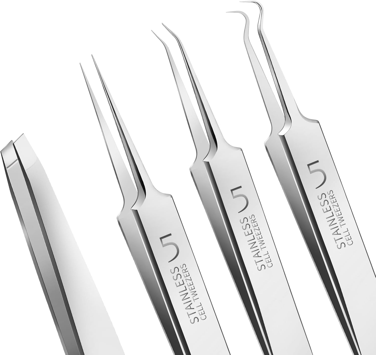 Teenitor 4 Pcs Professional Blackhead Tweezers and Pimple Popper Tool Kit, Stainless Steel Cell Tweezers for Blackhead, Pimple, Whitehead, Ance